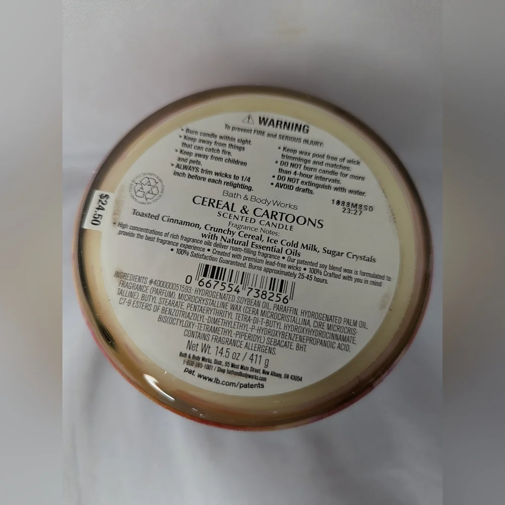 Bath & Body Works Cereal & Cartoons 3 Wick Scented Candle - Picture 3 of 3